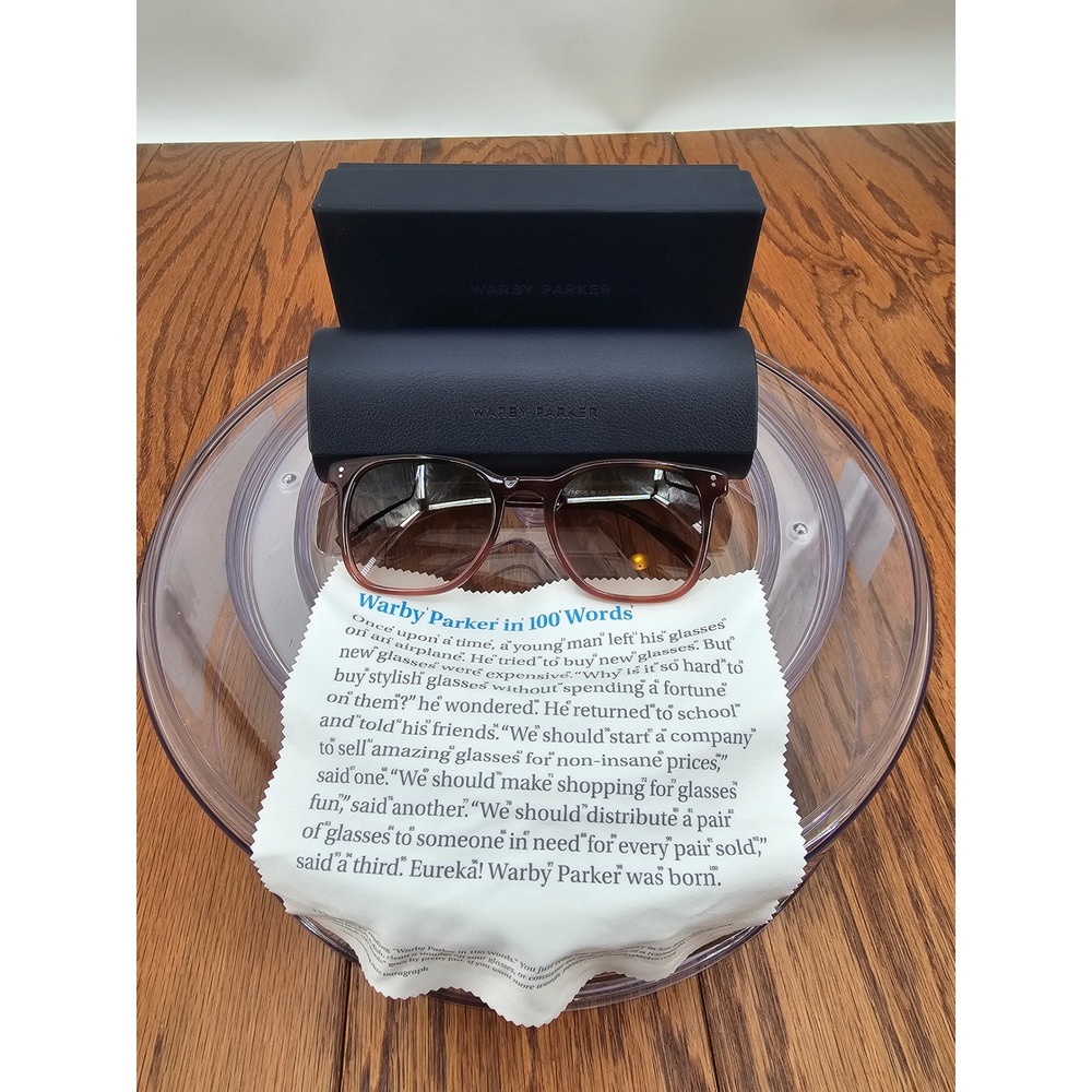 Warby Parker Rosie W 417 Eyeglasses 52-20 Brown Crystal Acetate Frames w/ Case